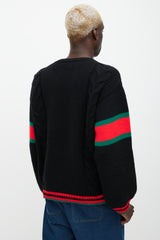 Gucci Black & Multicolour Wool Cable Knit Sweater