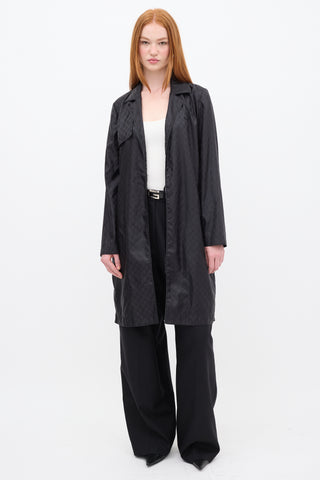 Gucci Black Nylon GG Belted Wrap Coat