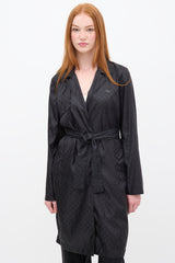 Gucci Black Nylon GG Belted Wrap Coat