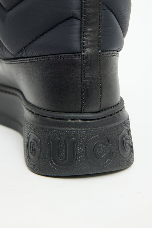 Gucci Black Nylon & Shearling Quebec Boot