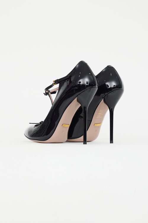 Gucci Black Patent Leather Beverly Heel