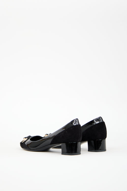 Gucci Black Patent Leather & Suede Pump