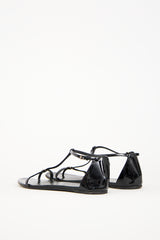 Gucci Black Patent Leather GG Sandal