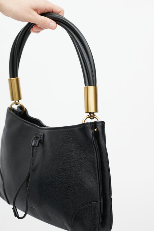 Gucci Black Pebbled Leather Twist Handle Shoulder Bag