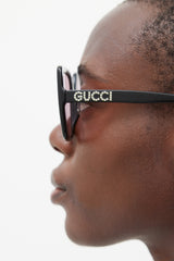 Gucci Black & Pink GG0418S Square Jewel Sunglasses