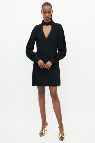 Gucci Black Pleated Heart Cut Out Dress