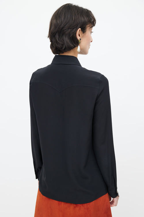 Gucci Black Pleated Silk Shirt