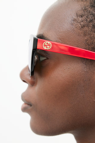 Gucci Black & Red GG029SA Square Sunglasses