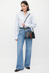 Gucci Black & Multicolour Leather Ophidia Dome Bag