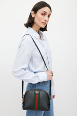 Gucci Black & Multicolour Leather Ophidia Dome Bag