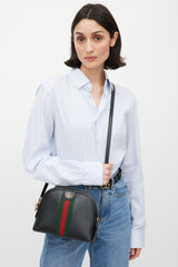 Gucci Black & Multicolour Leather Ophidia Dome Bag