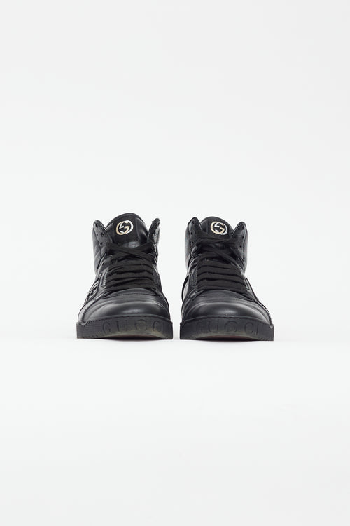 Gucci Black & Red Leather Hi-Top Sneaker