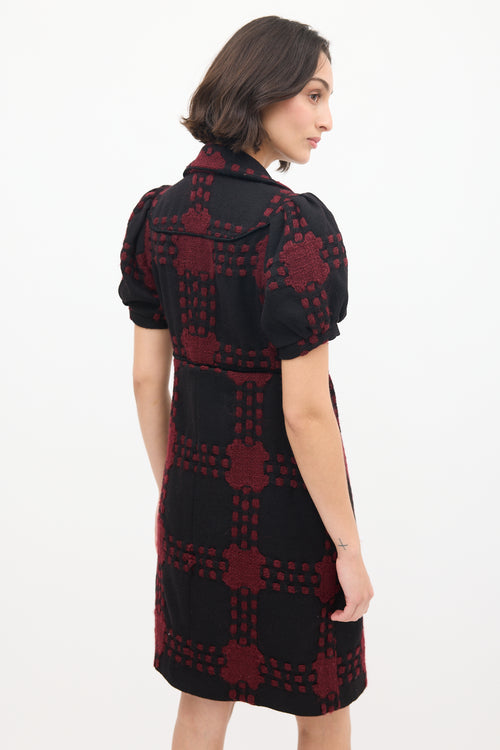 Gucci Black & Red Wool Knit Dress