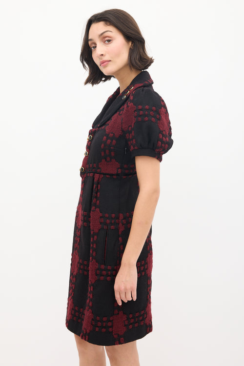 Gucci Black & Red Wool Knit Dress