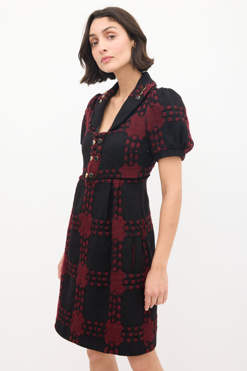 Gucci Black & Red Wool Knit Dress