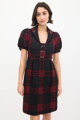 Gucci Black & Red Wool Knit Dress