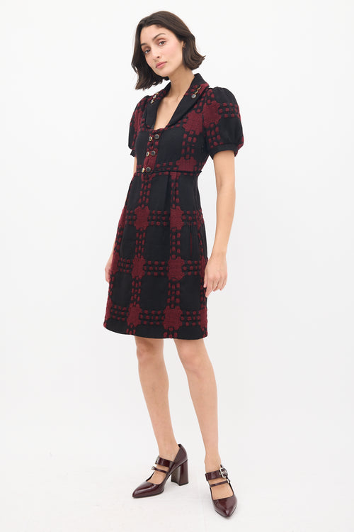 Gucci Black & Red Wool Knit Dress