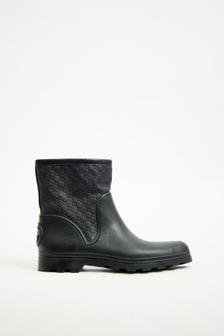 Gucci Black Rubber & Monogram Leather Boot