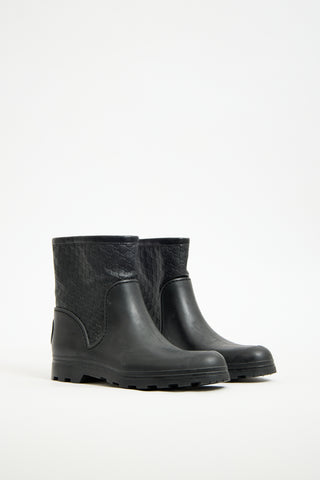 Gucci Black Rubber & Monogram Leather Boot