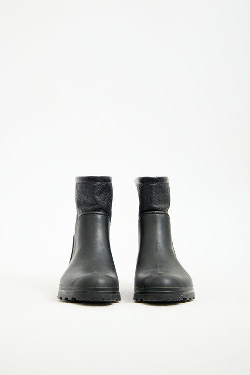 Gucci Black Rubber & Monogram Leather Boot