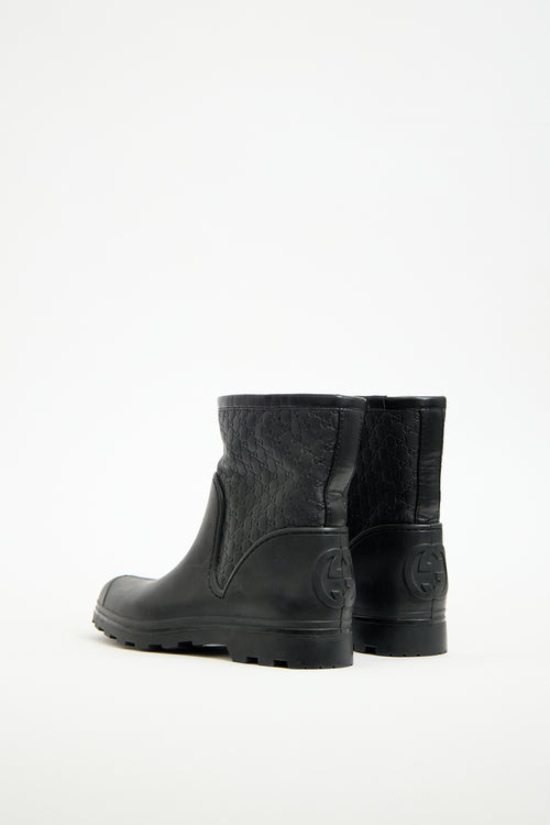 Gucci Black Rubber & Monogram Leather Boot