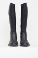 Gucci Black Rubber Knee High Riding Boot