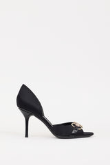 Gucci Black Satin & Crystal D'Orsay Heel