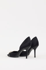 Gucci Black Satin & Crystal D'Orsay Heel