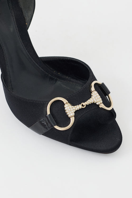 Black Satin & Crystal D'Orsay Heel