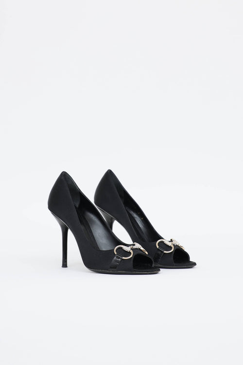 Gucci Satin Peep Toe Pump