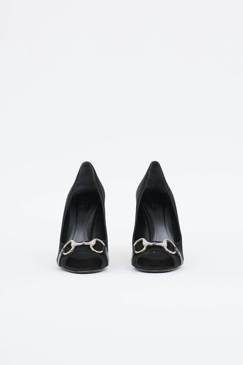 Gucci Satin Peep Toe Pump