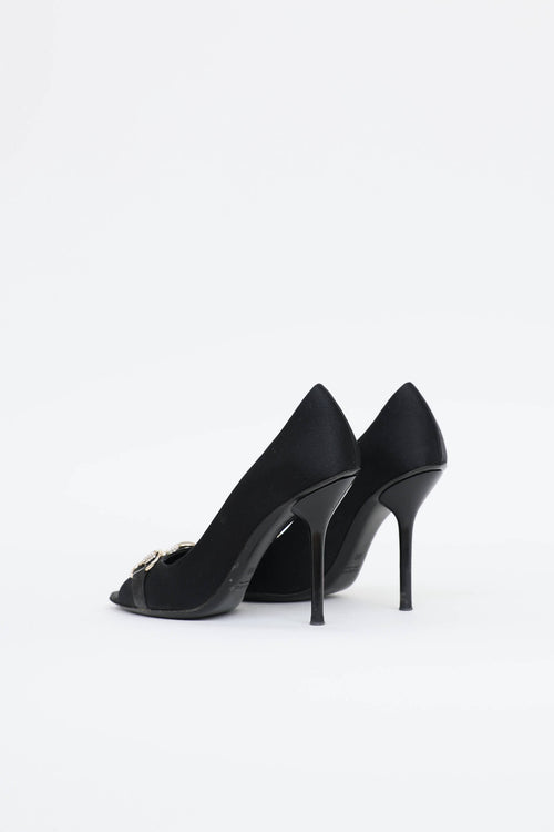 Gucci Satin Peep Toe Pump