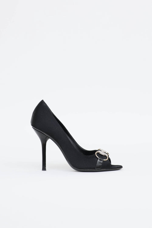 Gucci Satin Peep Toe Pump