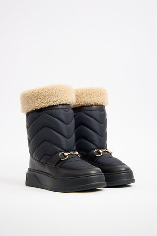 Gucci Black Nylon & Shearling Quebec Boot