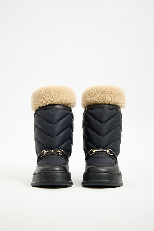 Gucci Black Nylon & Shearling Quebec Boot