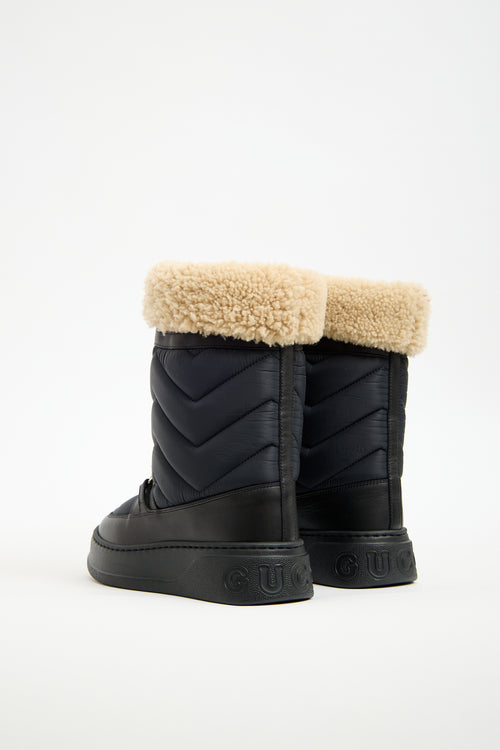 Gucci Black Nylon & Shearling Quebec Boot