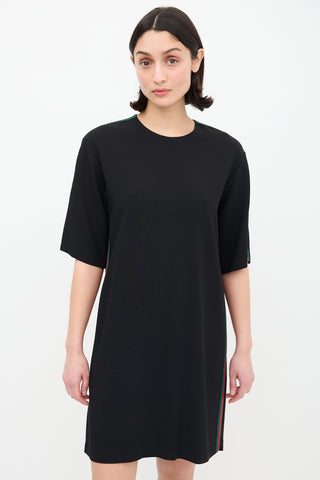 Gucci Black Short Sleeve Web Stripe Dress
