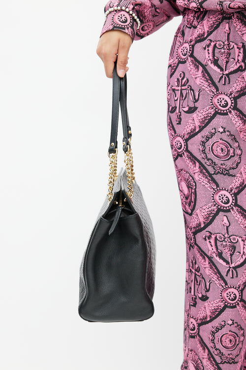 Gucci Black Signature Leather Guccissima Shoulder Bag