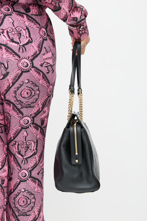 Gucci Black Signature Leather Guccissima Shoulder Bag