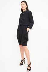 Gucci Black Silk Drop Seat Cropped Trouser