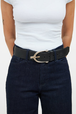 Gucci Black Leather Wide Belt