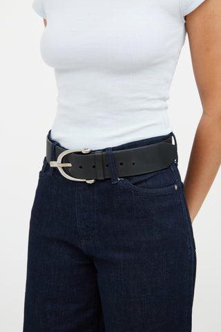 Gucci Black Leather Wide Belt