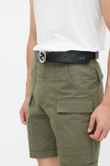 Gucci Black & Brown Leather Reversible Monogram Belt