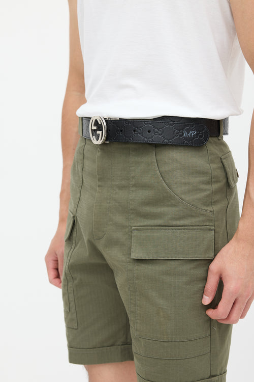 Gucci Black & Brown Leather Reversible Monogram Belt