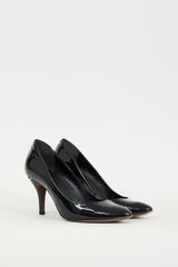 Gucci Black & Silver Patent Leather Hardware Heel