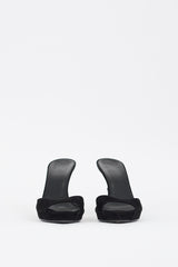 Gucci Black Suede Bamboo Heeled Mule