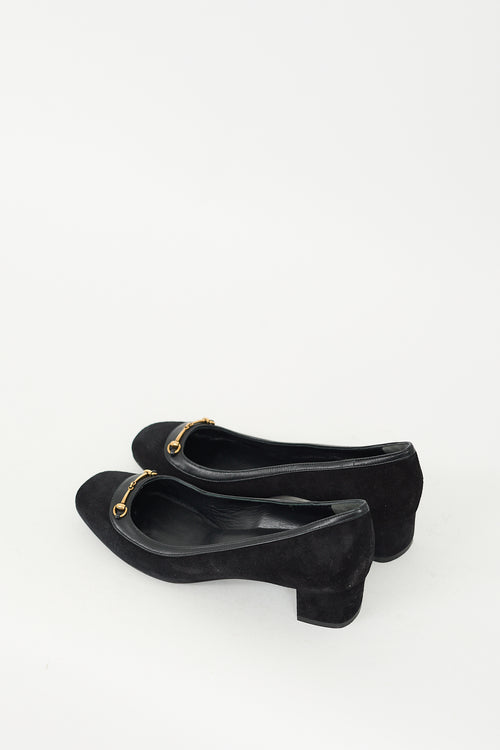 Gucci Black Suede Hardware Square Toe Pump