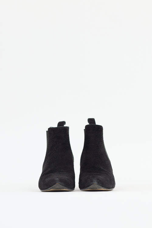 Gucci Black Suede Heeled Chelsea Boot