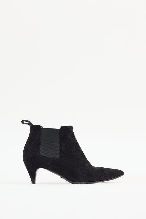 Gucci Black Suede Heeled Chelsea Boot