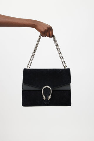 Gucci Black Suede Medium Dionysus Shoulder Bag